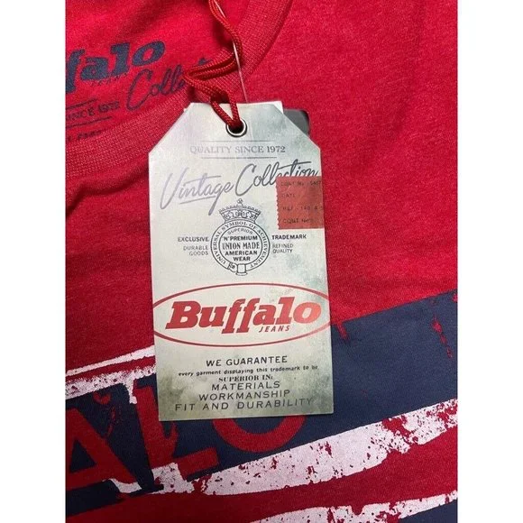 Buffalo David Bitton Vintage Collection Mens Graphic T-Shirt Red Stretch L New - Picture 10 of 11